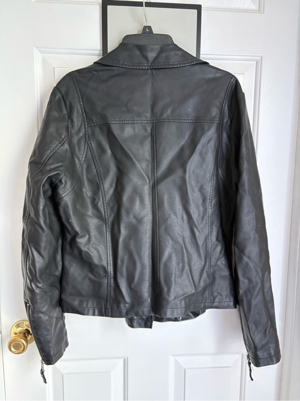 Max Studio Black Leather Moto Jacket - Picture 3 of 6